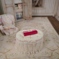 Load image into Gallery viewer, Miniature Gloves In Gift Box Dollhouse Accessory Pink Linen & Lace 1:12
