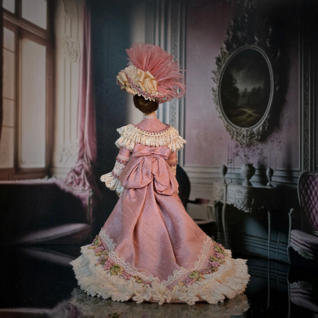 Porcelain Edwardian Lady Doll Beautiful Silk Dress OOAK