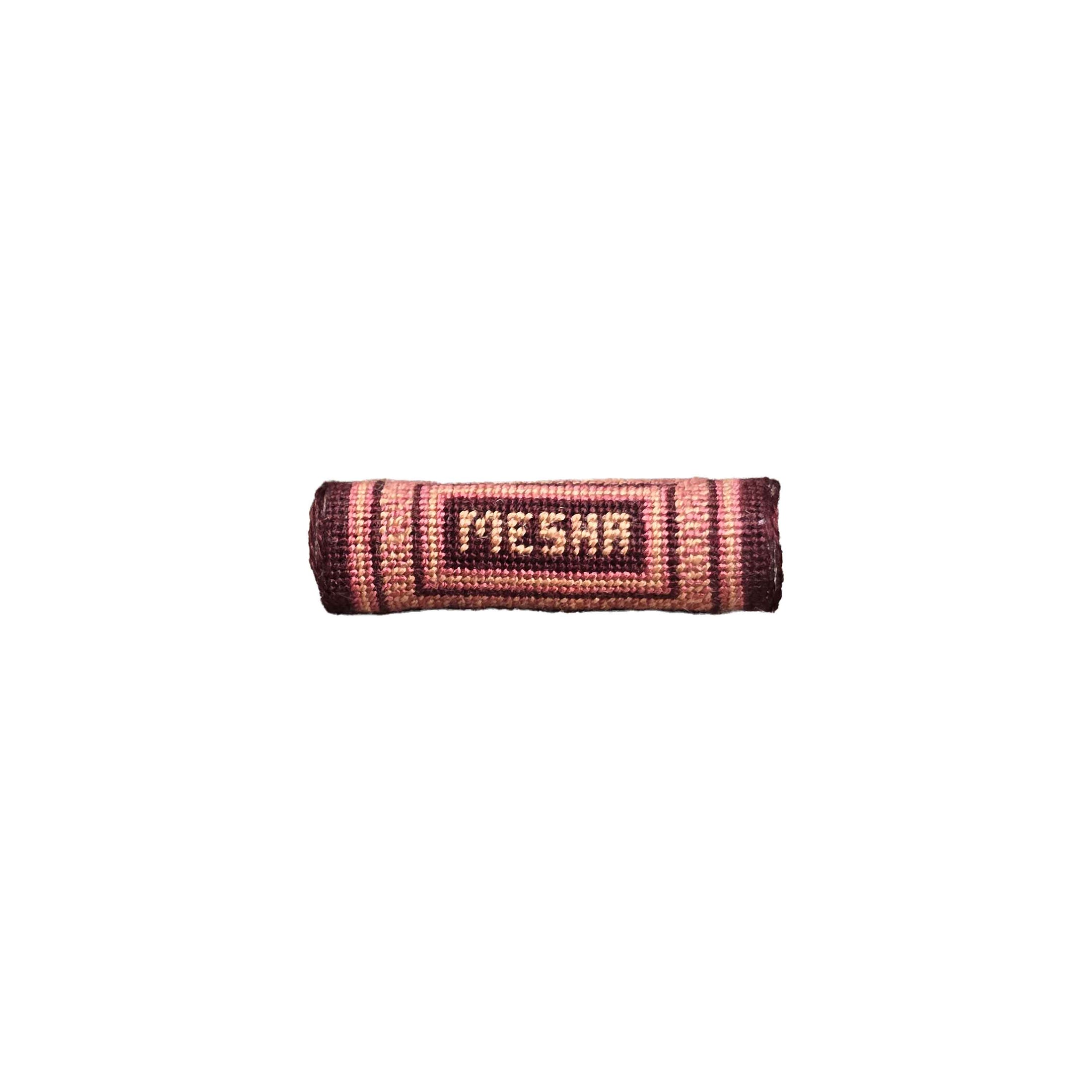 Miniature Hand-Stitched Petit-Point “Mesha” Bolster Pillow by Sharon Garmize (1:12 Scale)