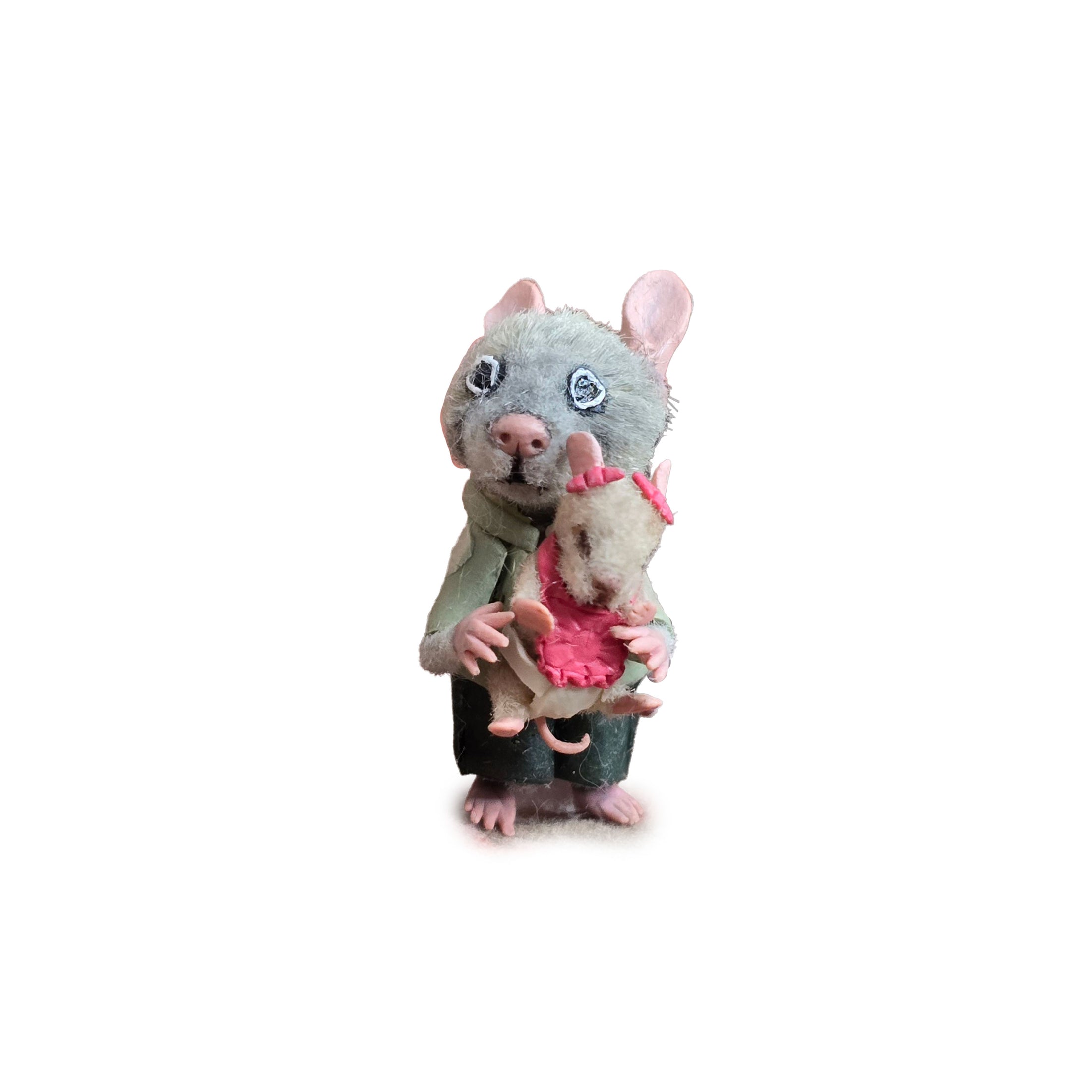 Aleah Klay Daddy Mouse with Baby OOAK Miniature c.2012
