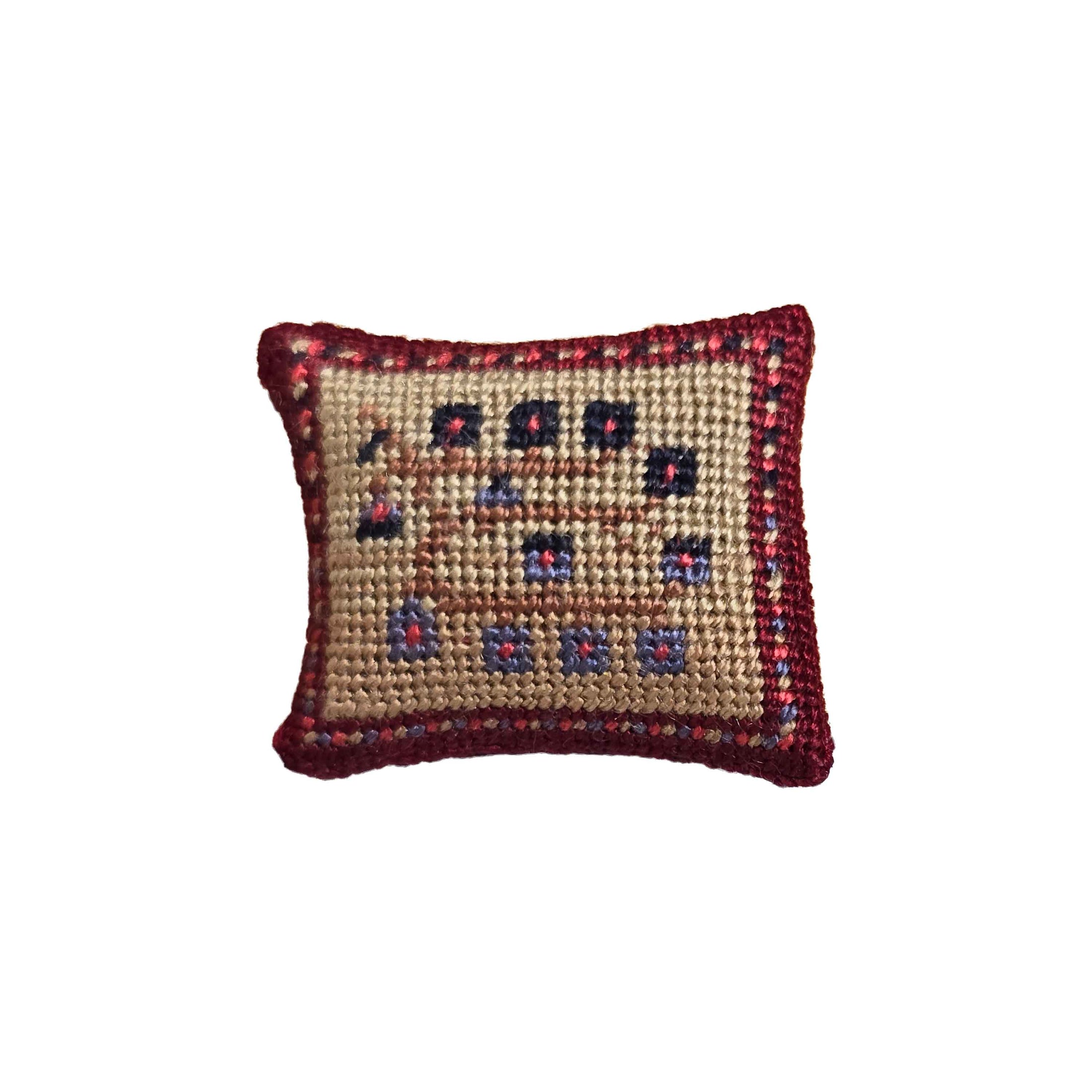 Sharon Garmize Floral Square Micro Petit-Point Pillow with Silk Back