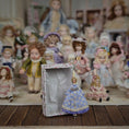 Load image into Gallery viewer, Tiniest Vintage 1" Doll in Box Blue Georgian Dress Ringlets Incredible
