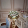 Load image into Gallery viewer, Miniature Dollhouse Jean Welch Porcelain Green Lattice Bowl 1991 Pink Flowers

