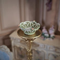 Load image into Gallery viewer, Miniature Dollhouse Jean Welch Porcelain Green Lattice Bowl 1991 Pink Flowers
