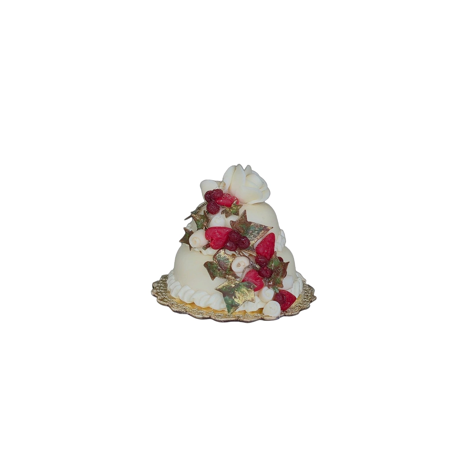 Miniature Dollhouse Romantic Berries & Ivy Tiered Wedding Cake Artisan Clay 1:12