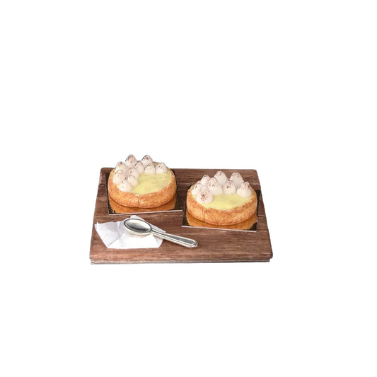 Miniature Dollhouse Japanese Artisan Lemon Meringue Tarts Dessert Board Diorama