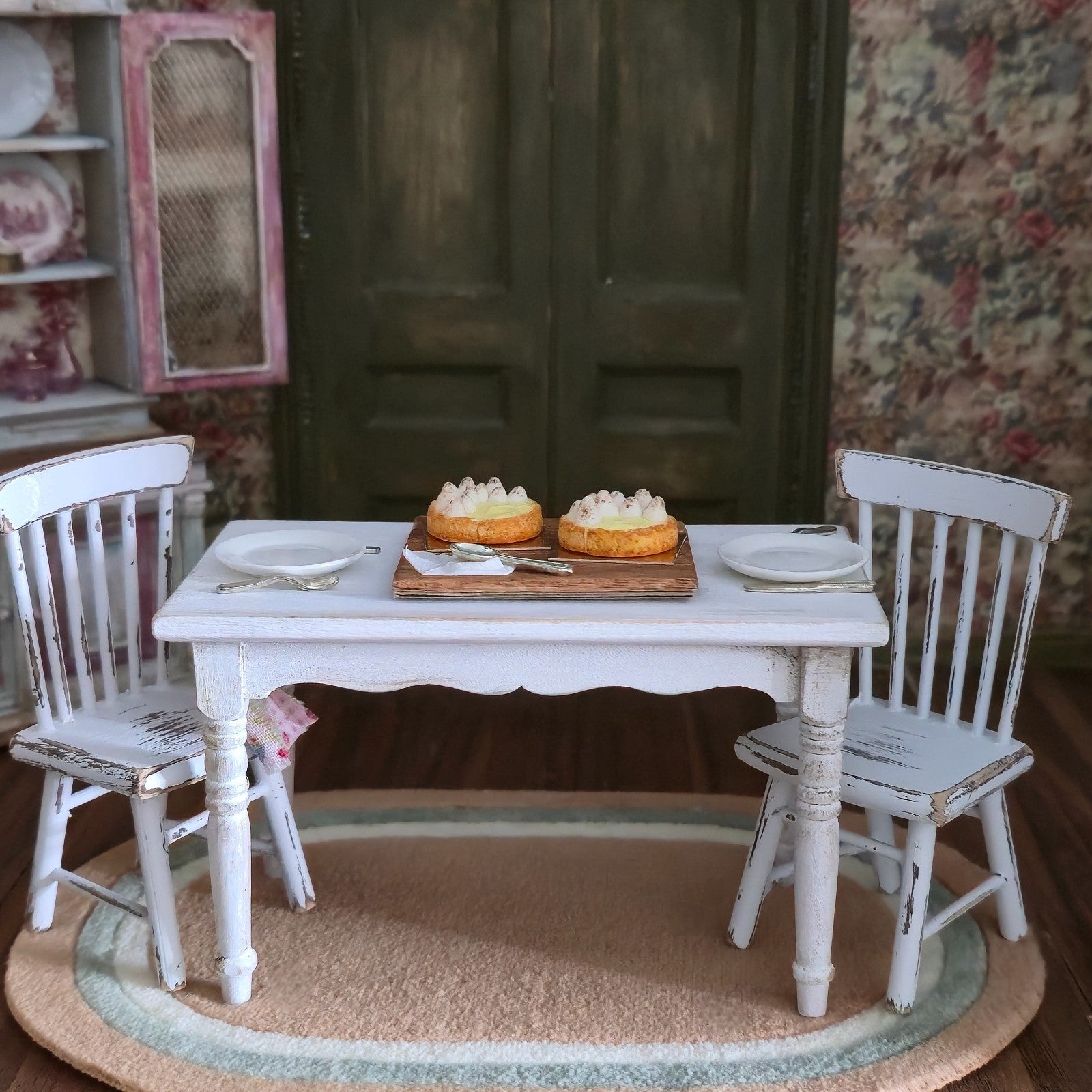 Miniature Dollhouse Japanese Artisan Lemon Meringue Tarts Dessert Board Diorama