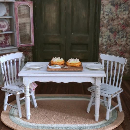 Miniature Dollhouse Japanese Artisan Lemon Meringue Tarts Dessert Board Diorama