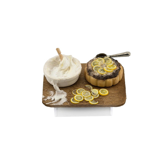 Chocolate And Lemon Tart Baking Board Diorama IGMA Signed Portugal Miniature Dollhouse