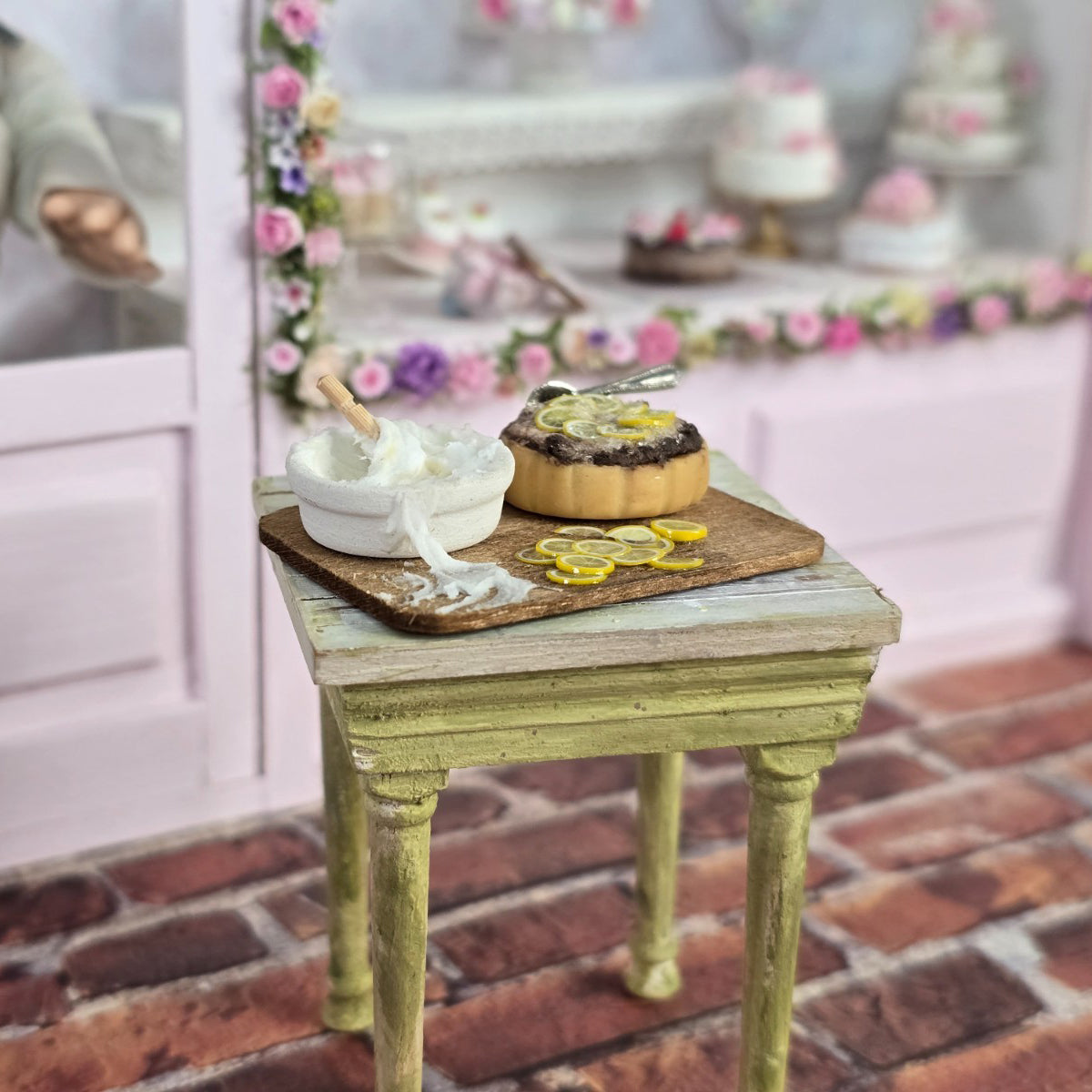 Chocolate And Lemon Tart Baking Board Diorama IGMA Signed Portugal Miniature Dollhouse