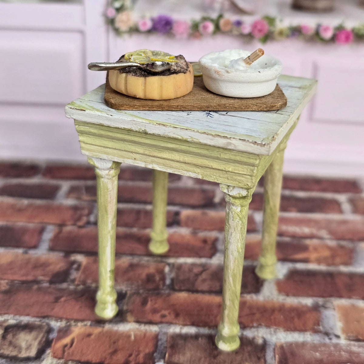 Chocolate And Lemon Tart Baking Board Diorama IGMA Signed Portugal Miniature Dollhouse