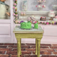 Load image into Gallery viewer, Green Frosted Birthday Layer Rose Cake with Slice OOAK 1:12 Miniature Dollhouse
