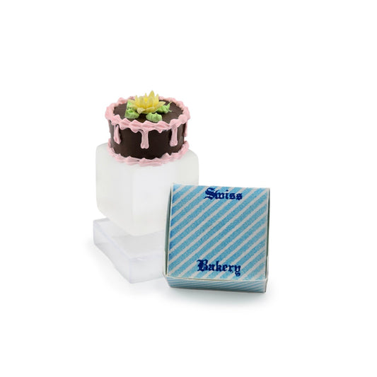 Decorated Birthday Cake w Blue Swiss Bakery Box Miniature Dollhouse