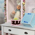 Load image into Gallery viewer, Decorated Birthday Cake w Blue Swiss Bakery Box Miniature Dollhouse
