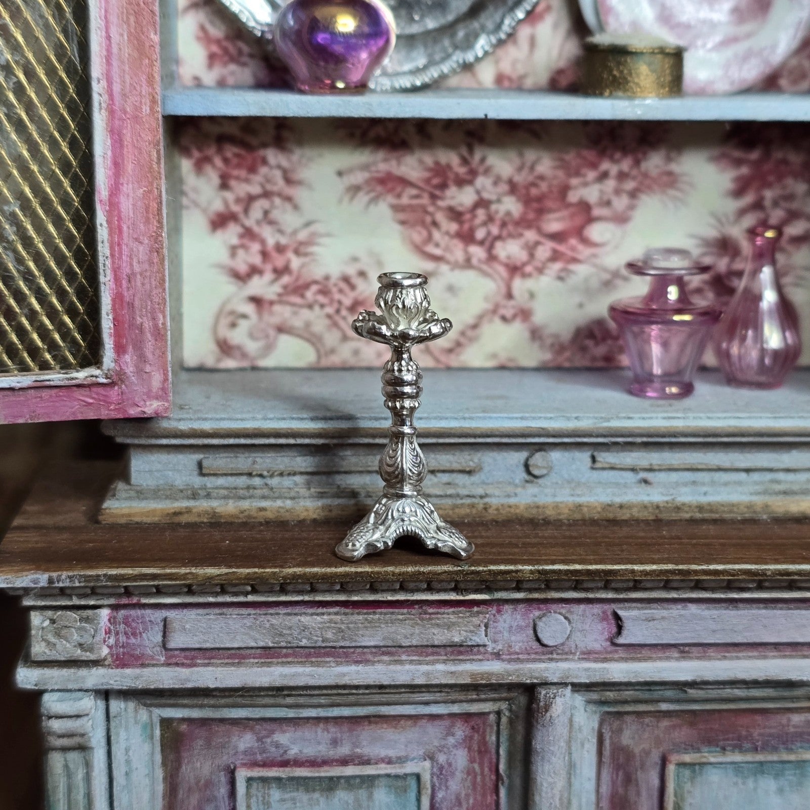 Miniature Dollhouse Dimitri Shevchenko IGMA Sterling Silver Candlestick 1:12