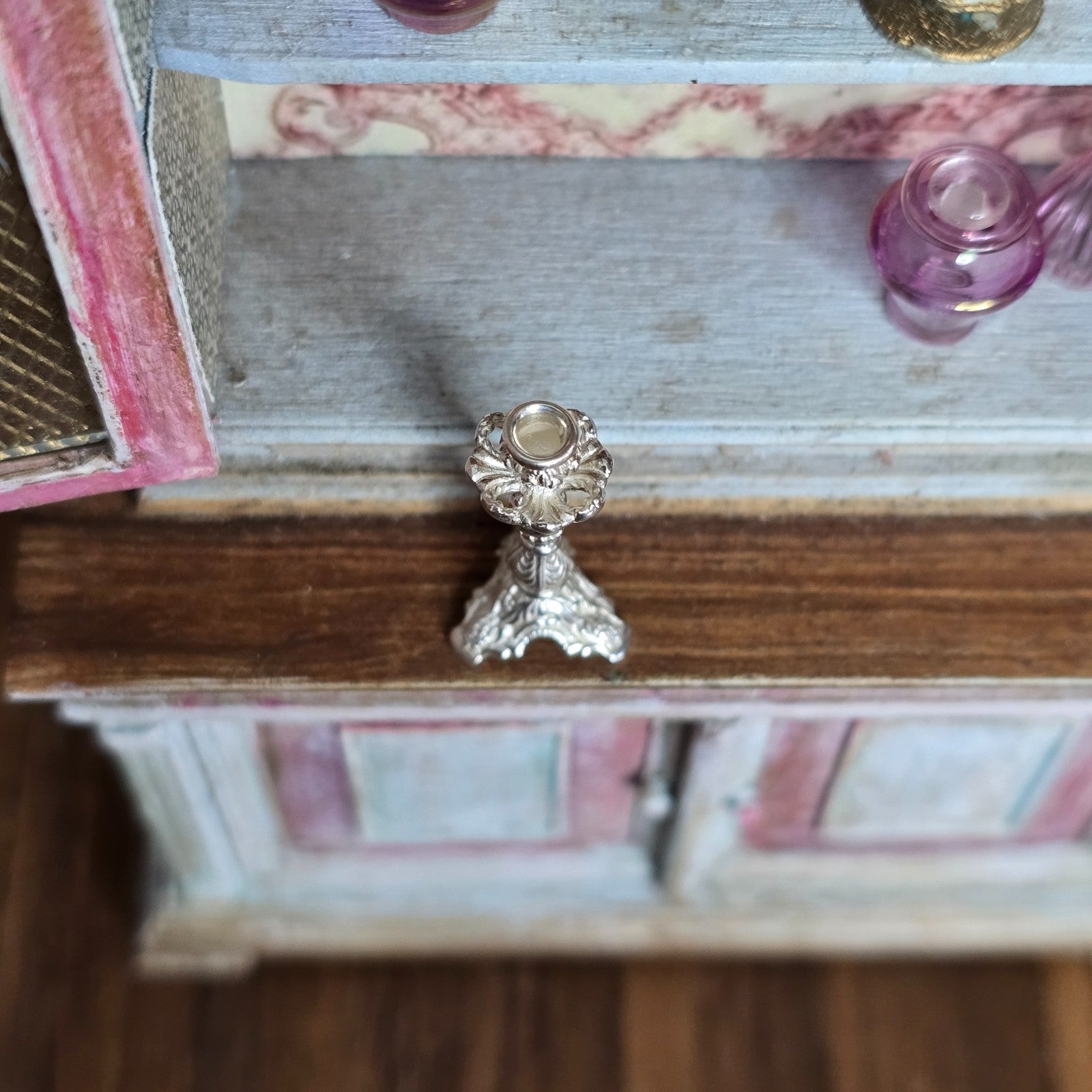 Miniature Dollhouse Dimitri Shevchenko IGMA Sterling Silver Candlestick 1:12