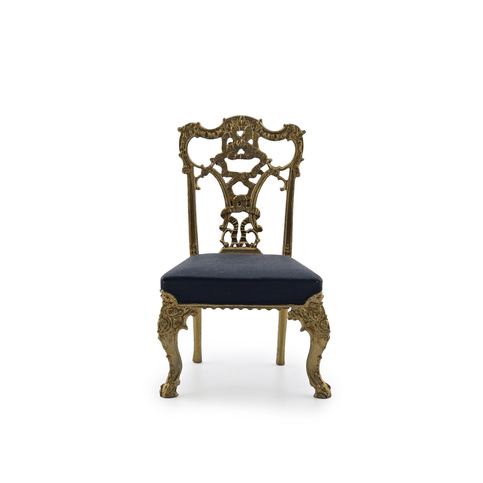 Mark Models Chippendale Ribbon-Back Side Chair, Gold Metal with Black Seat