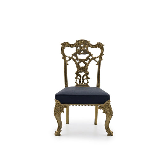 Mark Models Chippendale Ribbon-Back Side Chair, Gold Metal with Black Seat