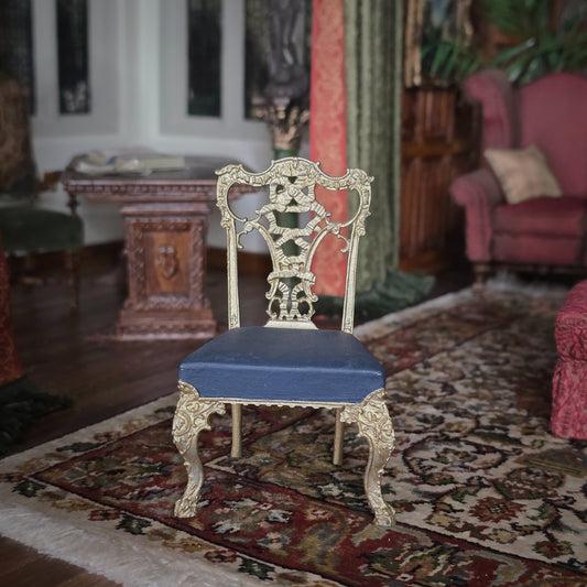 Mark Models Chippendale Ribbon-Back Side Chair, Gold Metal with Black Seat