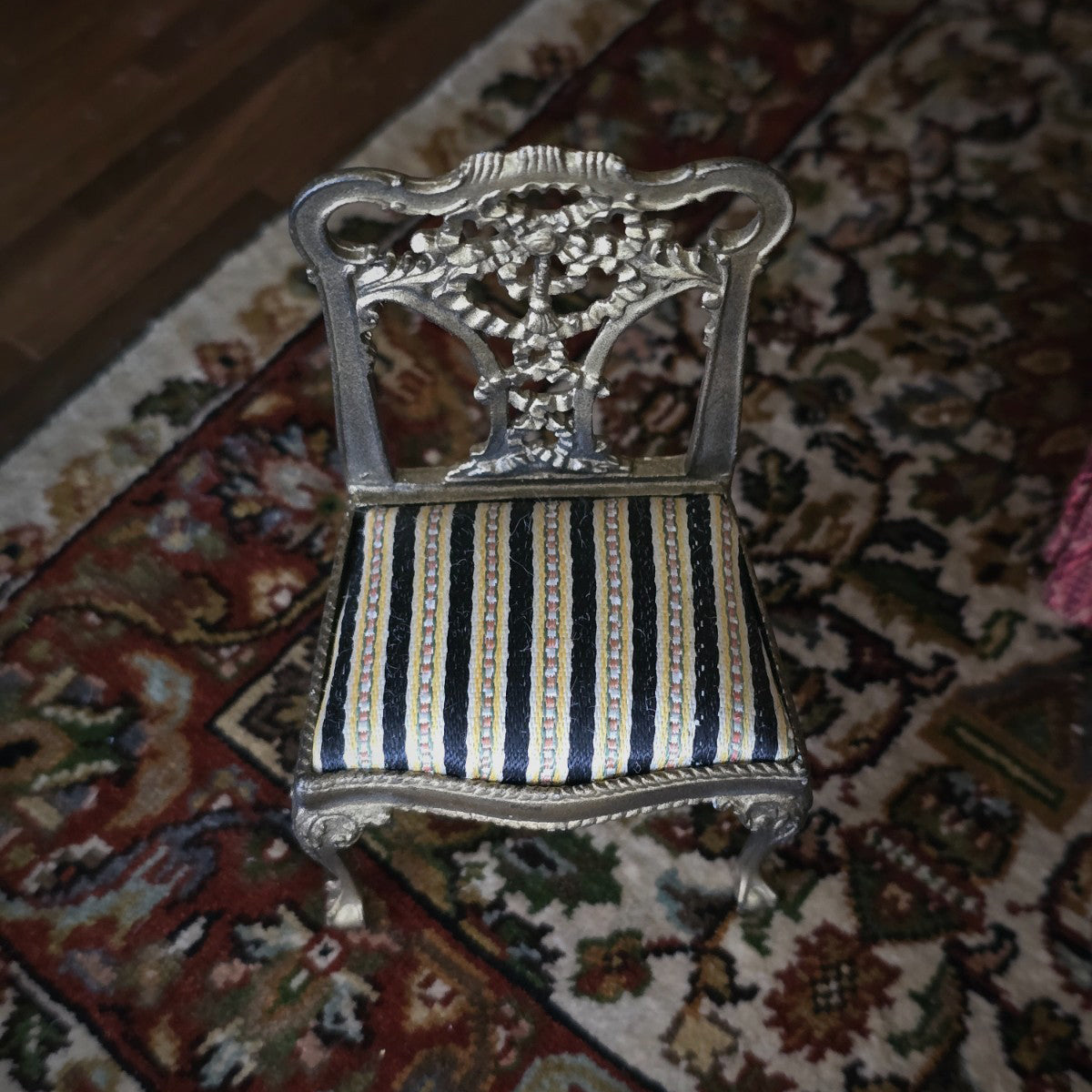Chippendale-Style Ribbon-Back Side Chair with Silk Upholstered Seat