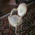 Load image into Gallery viewer, Miniature Dollhouse Vintage Louis XVI Armchair Gold Cast Clay Velvet Upholstery
