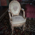 Load image into Gallery viewer, Miniature Dollhouse Vintage Louis XVI Armchair Gold Cast Clay Velvet Upholstery
