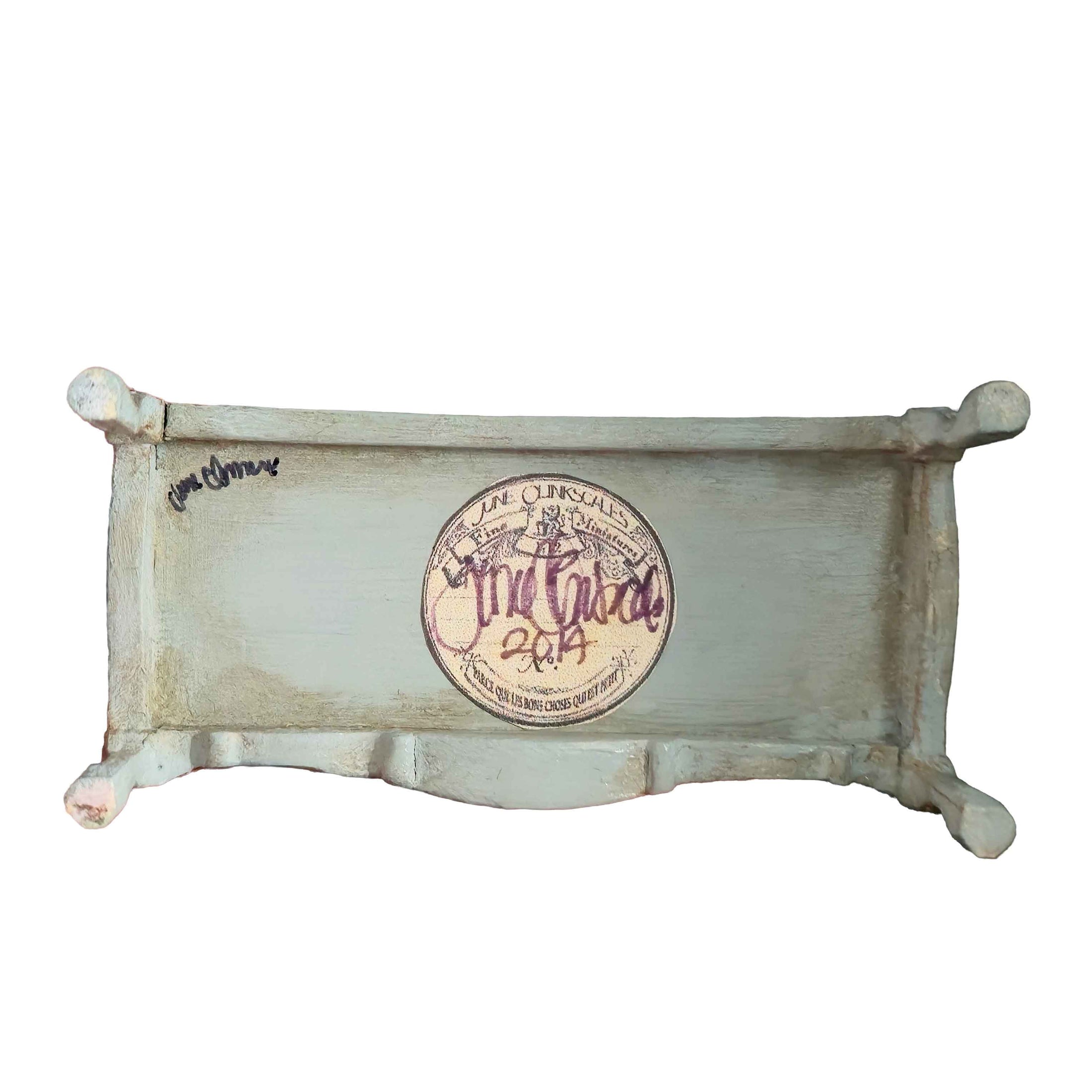 June Clinkscales Custom Rococo Gilt Blue Baby’s Changing Table with Hanging Rail