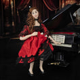 Load image into Gallery viewer, Saloon Lady Red Dress Porcelain Doll Victorian Cabaret OOAK Miniature Dollhouse

