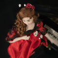 Load image into Gallery viewer, Saloon Lady Red Dress Porcelain Doll Victorian Cabaret OOAK Miniature Dollhouse
