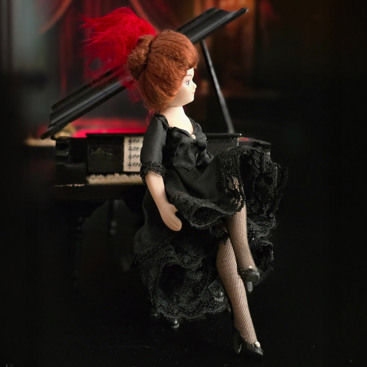 Miniature Dollhouse French Saloon Girl Porcelain Doll Victorian Cabaret Lady