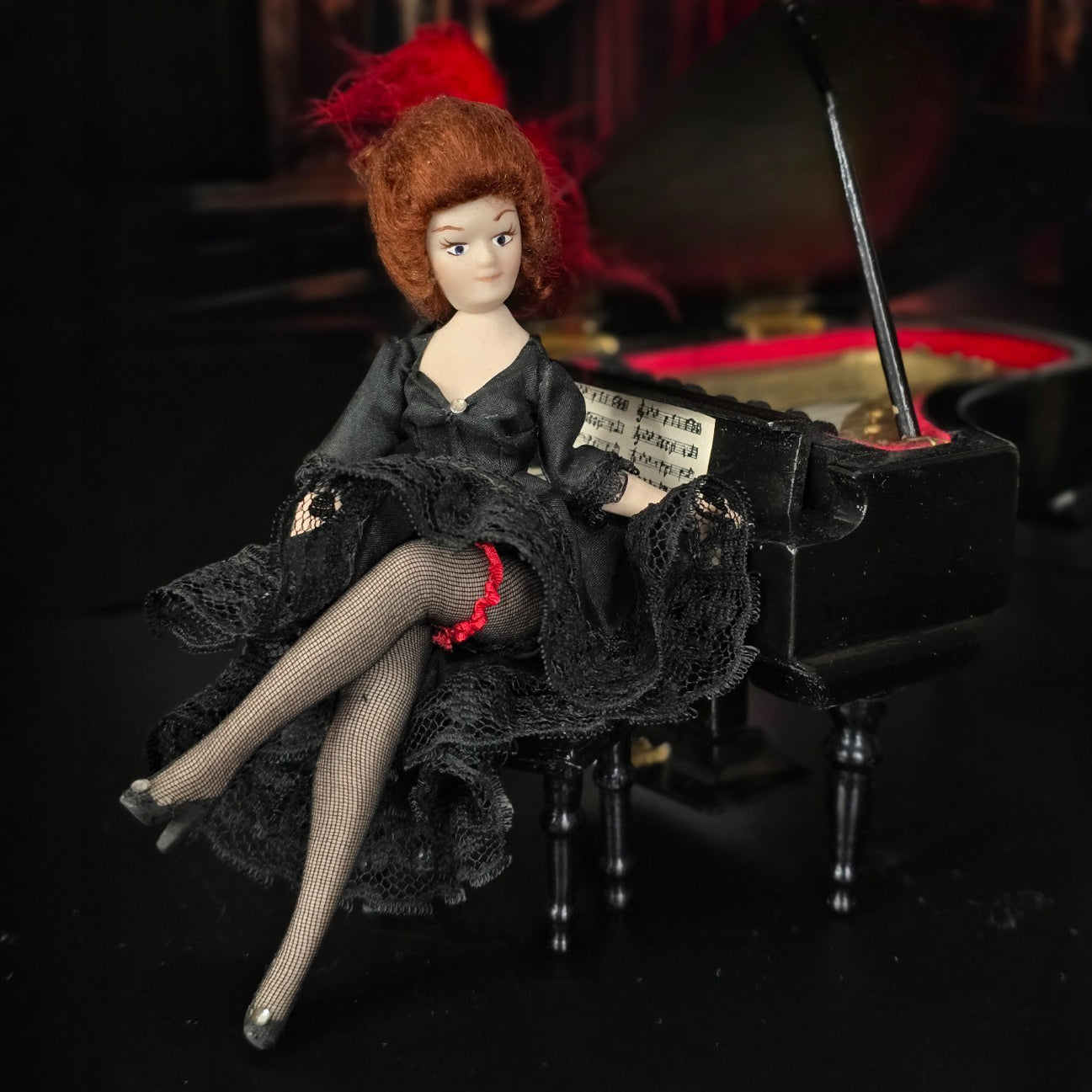 Miniature Dollhouse French Saloon Girl Porcelain Doll Victorian Cabaret Lady