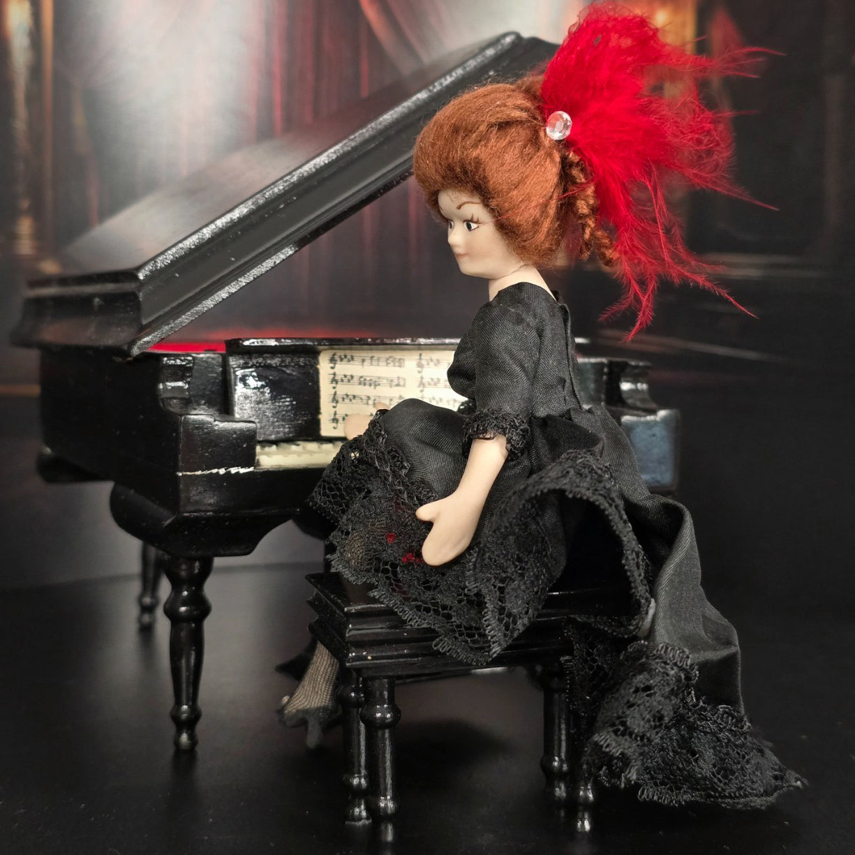 Miniature Dollhouse French Saloon Girl Porcelain Doll Victorian Cabaret Lady
