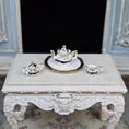 Load image into Gallery viewer, Janice Crawley Hand-Painted Cobalt & Gold Dollhouse Miniature Tea Service
