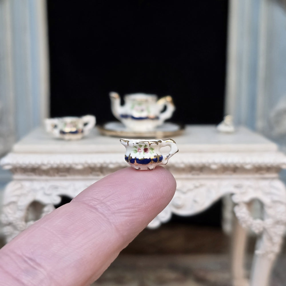 Janice Crawley Hand-Painted Cobalt & Gold Dollhouse Miniature Tea Service
