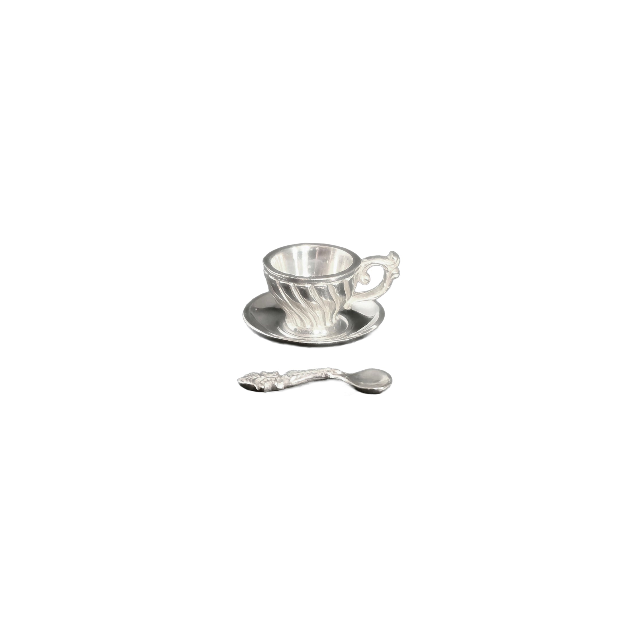Dimitri Shevchenko Sterling Silver Fluted Teacup, Saucer & Spoon Set