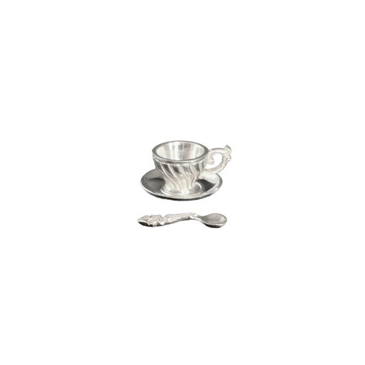 Dimitri Shevchenko Sterling Silver Fluted Teacup, Saucer & Spoon Set