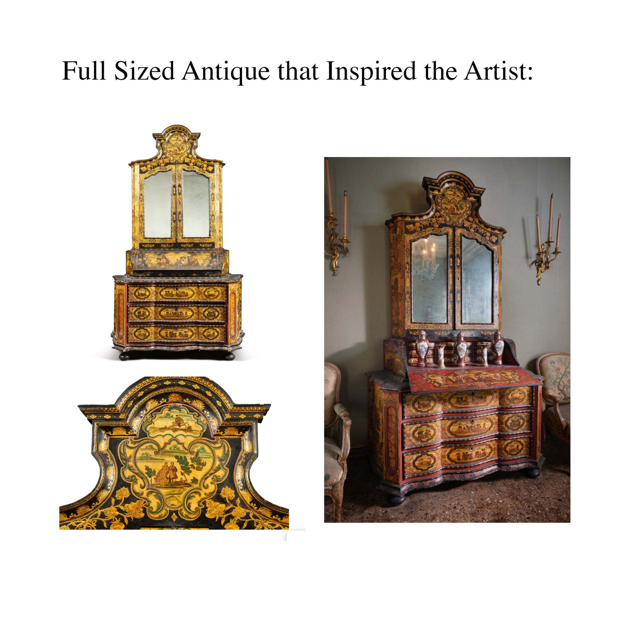 Carl & Renee Isabelle Museum-Quality Dutch Chinoiserie Bombay Bureau Cabinet