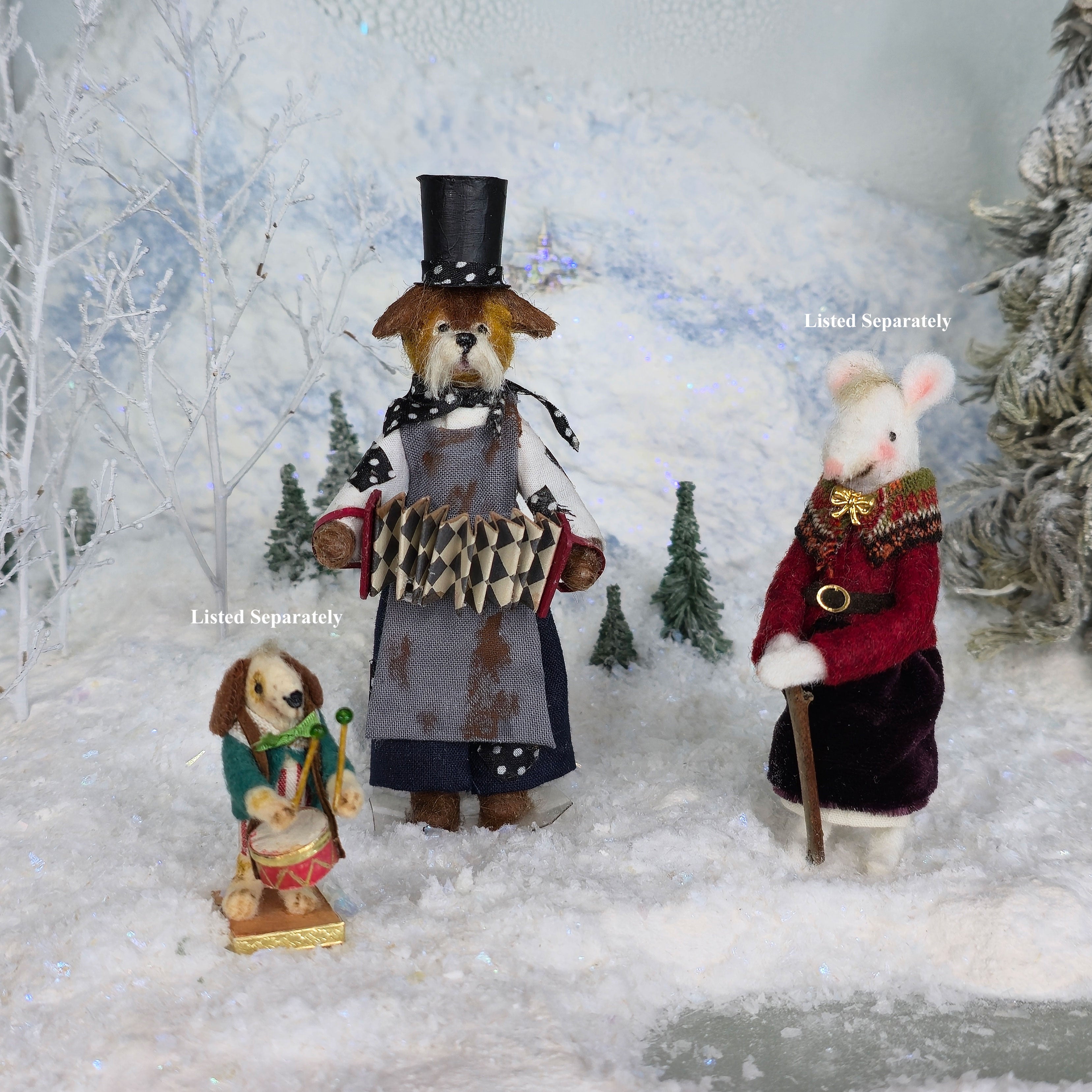 Le Coffre d’Emilie OOAK Hobo Puppy Musician Antropomorphic Dollhouse Doll Figure