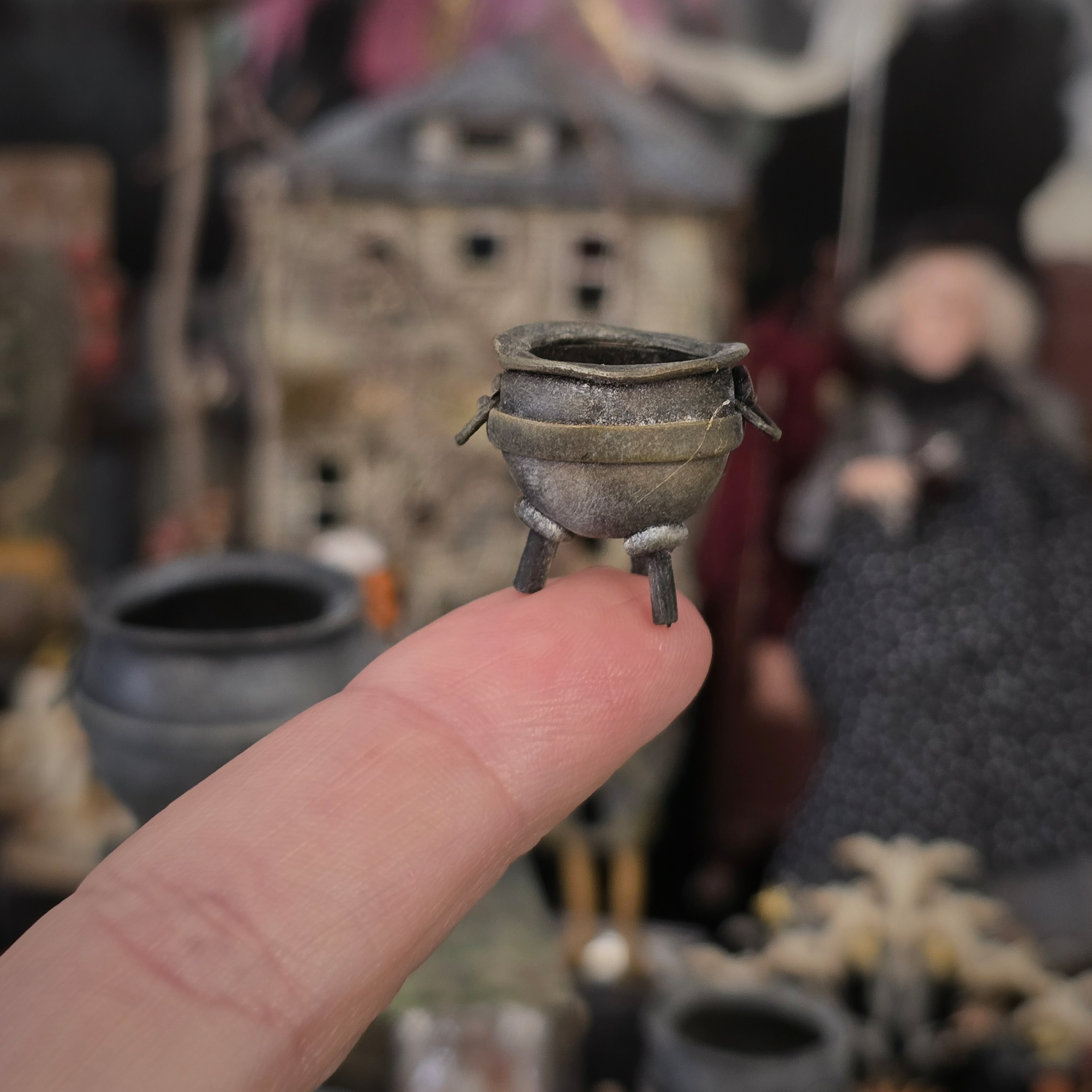 Cauldron #6 by Georgia Marfels Hand Sculpted Clay OOAK Halloween Miniature 7/8" Tall