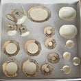 Load image into Gallery viewer, Cream & Gold Karen Zorich 19-Piece Porcelain Lattice Tea & Dinner Service
