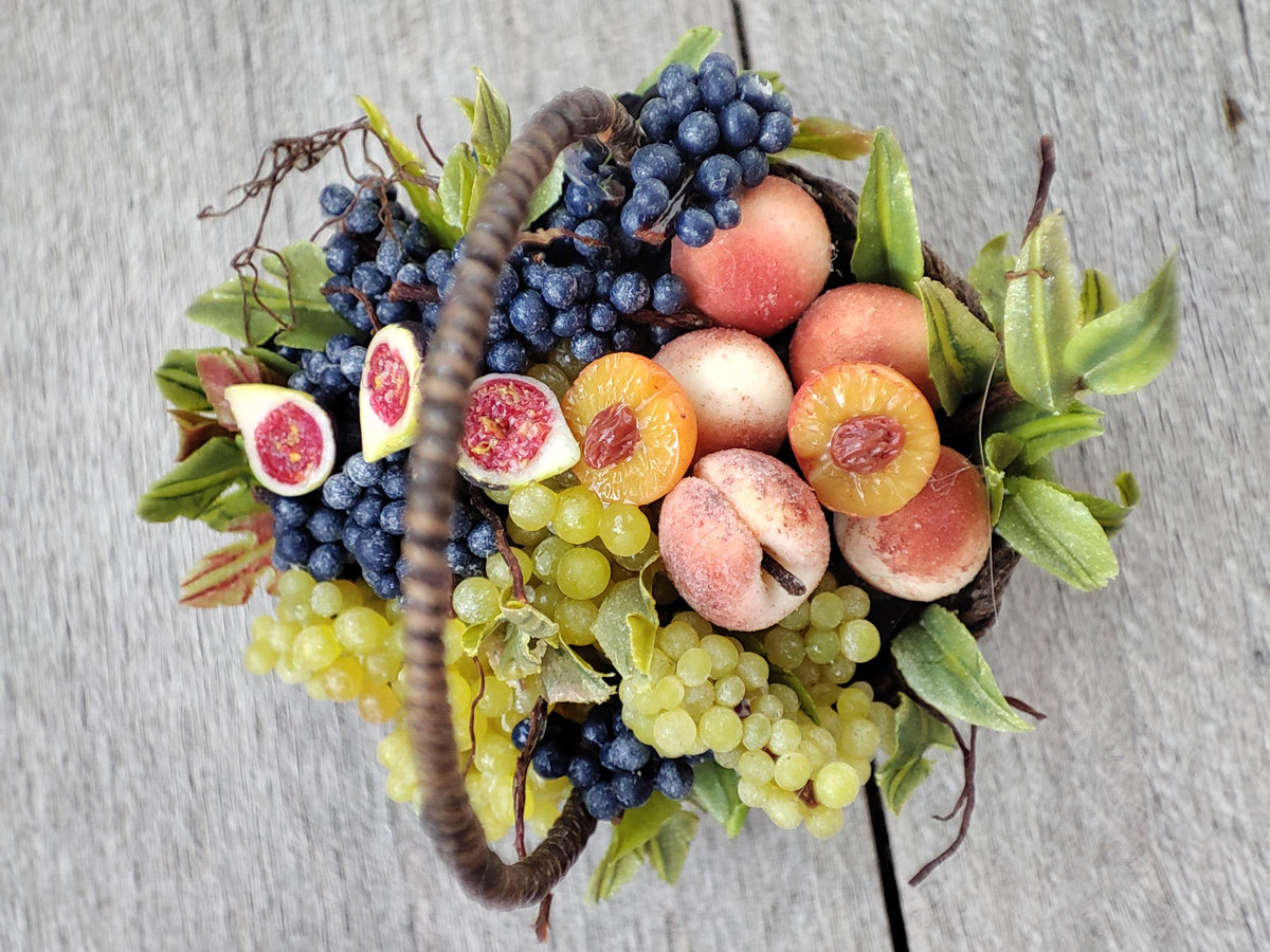 RESERVED for Robert Mondavi Gosia Suchodolska IGMA Artisan Miniature Fruit Harvest Basket Exclusive