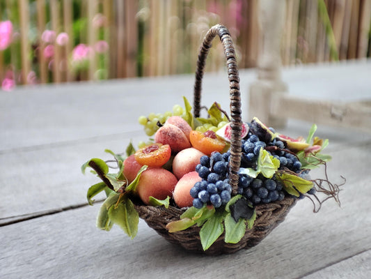 RESERVED for Robert Mondavi Gosia Suchodolska IGMA Artisan Miniature Fruit Harvest Basket Exclusive
