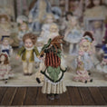 Load image into Gallery viewer, Terri Davis Miniature Dolly Victorian Green and Gold Silk Dress with Red Curls
