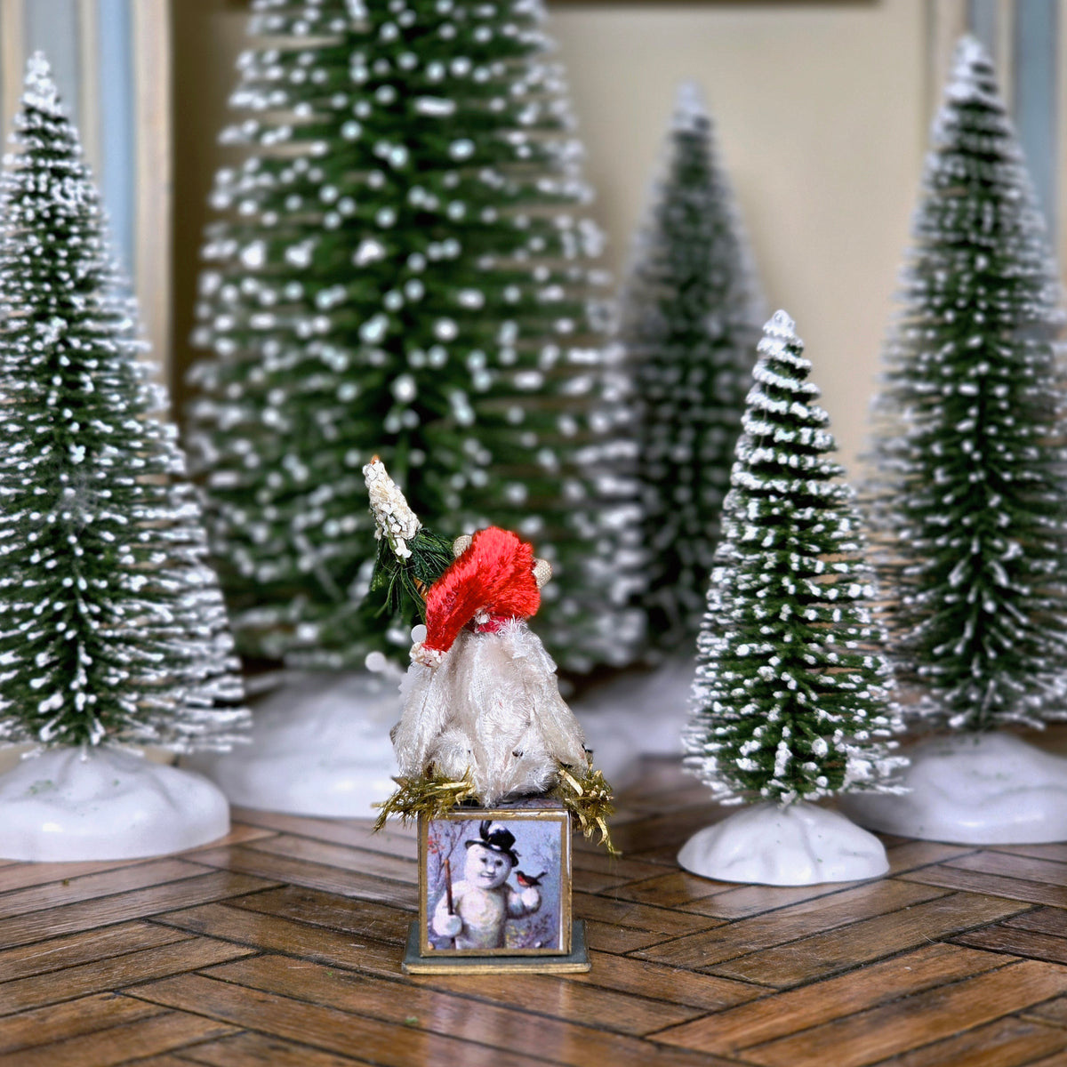 Marie-Pierre Gratias MP Creations French Santa Bear Snowy Tree Snowman Box