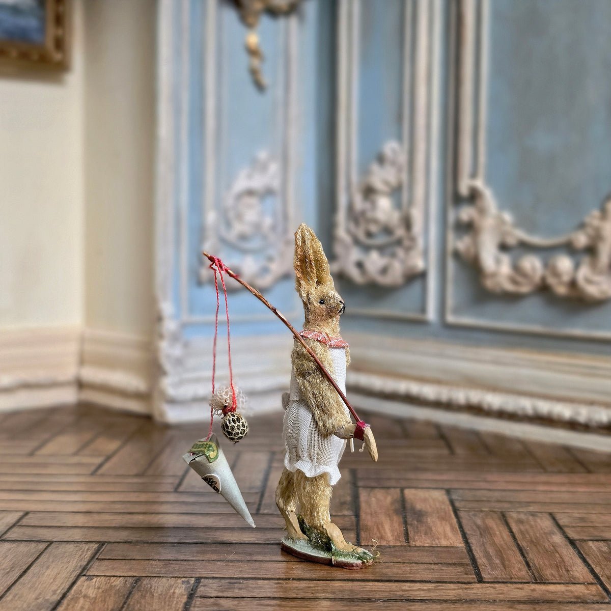 Marie-Pierre Gratias MP Creations French Rabbit Walking Cottage Sweet White Dress