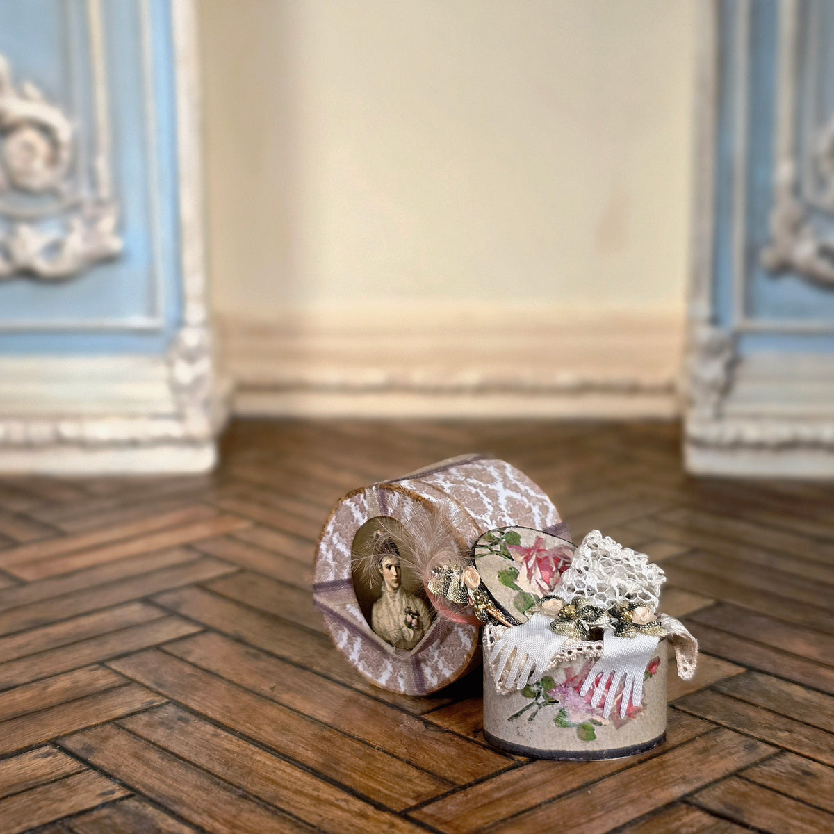 Marie-Pierre Gratias MP Creations Two Lovely Victorian Hat Boxes for Room Decor