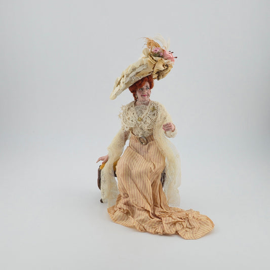 ORIGINAL Marcia Backstrom Older Victorian Lady with Fabulous Hat Antique Lace Shaw