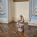 Load image into Gallery viewer, Marie-Pierre Gratias MP Creations Teddy Bear Vignette Sitting on Victorian Hat Box
