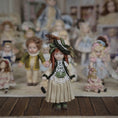 Load image into Gallery viewer, Terri Davis Miniature Dolly Victorian Green and Gold Silk Dress with Red Curls
