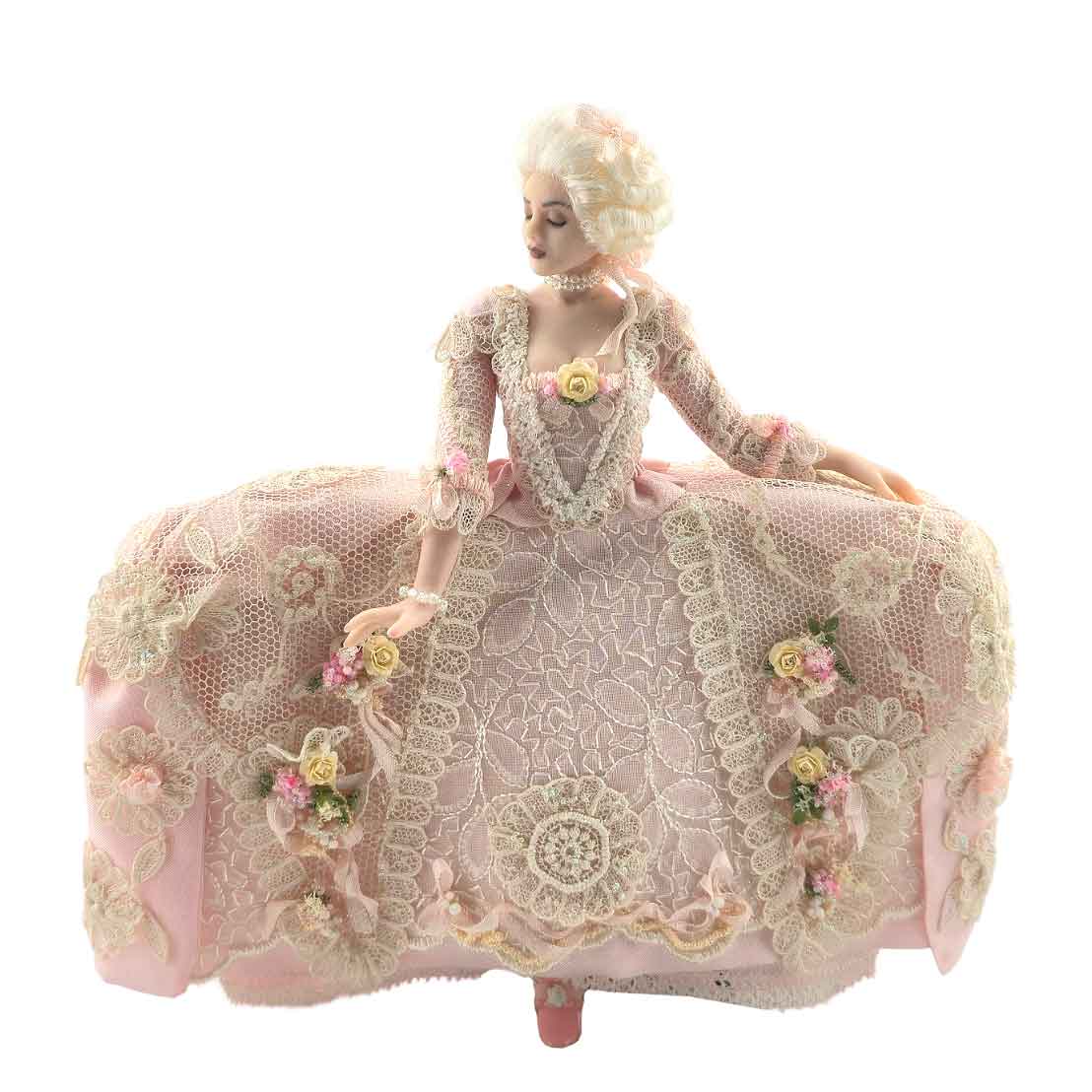 Lady Valentine Rococo Porcelain Doll with Pink Silk Panniers by Dana Burton